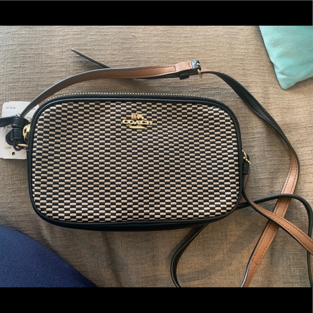 NWT Coach black & tan crossbody purse